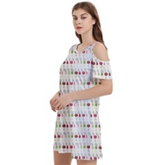 Wine Glass Pattern Women s Cold Shoulder Round Neck Mini Dress by anzea