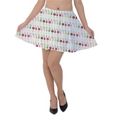 Wine Glass Pattern Velvet Skater Skirt