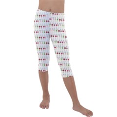 Wine Glass Pattern Kids  Lightweight Velour Capri Leggings  by anzea