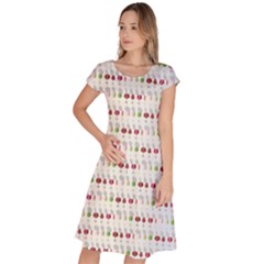 Wine Glass Pattern Classic Short Sleeve Dress