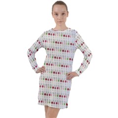 Wine Glass Pattern Long Sleeve Hoodie Dress