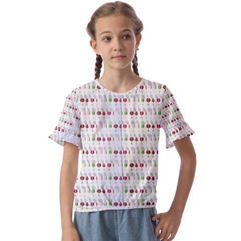 Wine Glass Pattern Kids  Cuff Sleeve Scrunch Bottom T-shirt by anzea