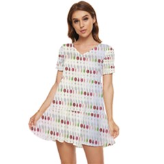 Wine Glass Pattern Tiered Short Sleeve Babydoll Dress