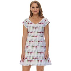 Wine Glass Pattern Short Sleeve Tiered Mini Dress by anzea