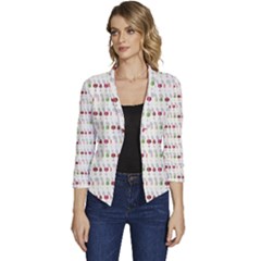 Wine Glass Pattern Women s Casual 3/4 Sleeve Spring Jacket by anzea