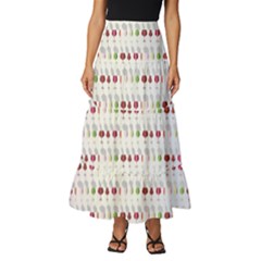 Wine Glass Pattern Tiered Ruffle Maxi Skirt by anzea