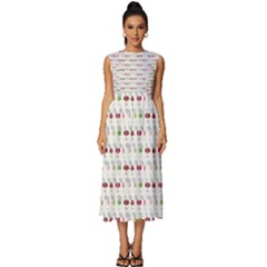 Wine Glass Pattern Sleeveless Round Neck Midi Dress