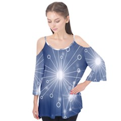 Network Technology Connection Flutter Sleeve T-shirt