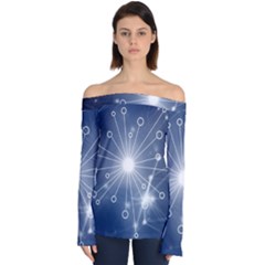 Network Technology Connection Off Shoulder Long Sleeve Top