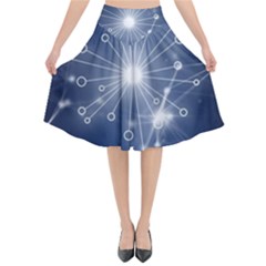 Network Technology Connection Flared Midi Skirt by anzea