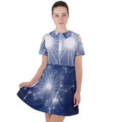 Network Technology Connection Short Sleeve Shoulder Cut Out Dress  by anzea