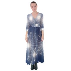 Network Technology Connection Button Up Maxi Dress