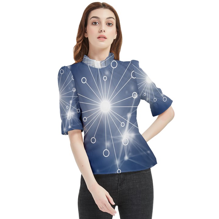 Network Technology Connection Frill Neck Blouse