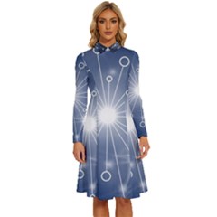 Network Technology Connection Long Sleeve Shirt Collar A-line Dress by anzea