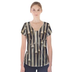 Bamboo Grass Short Sleeve Front Detail Top