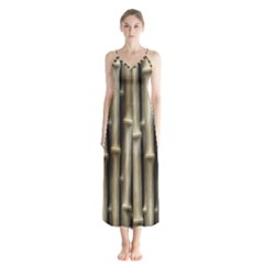 Bamboo Grass Button Up Chiffon Maxi Dress by anzea