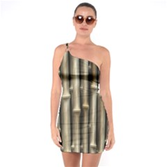 Bamboo Grass One Shoulder Ring Trim Bodycon Dress