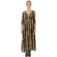 Bamboo Grass Button Up Boho Maxi Dress by anzea