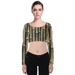 Bamboo Grass Velvet Long Sleeve Crop Top