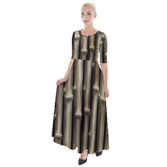 Bamboo Grass Half Sleeves Maxi Dress by anzea