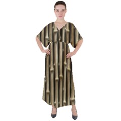 Bamboo Grass V-neck Boho Style Maxi Dress by anzea