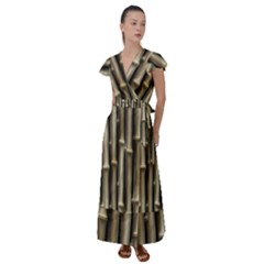 Bamboo Grass Flutter Sleeve Maxi Dress by anzea