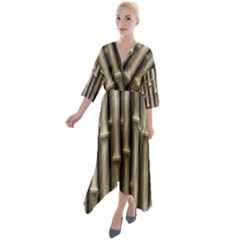 Bamboo Grass Quarter Sleeve Wrap Front Maxi Dress