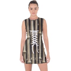 Bamboo Grass Lace Up Front Bodycon Dress