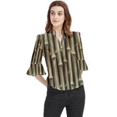 Bamboo Grass Loose Horn Sleeve Chiffon Blouse