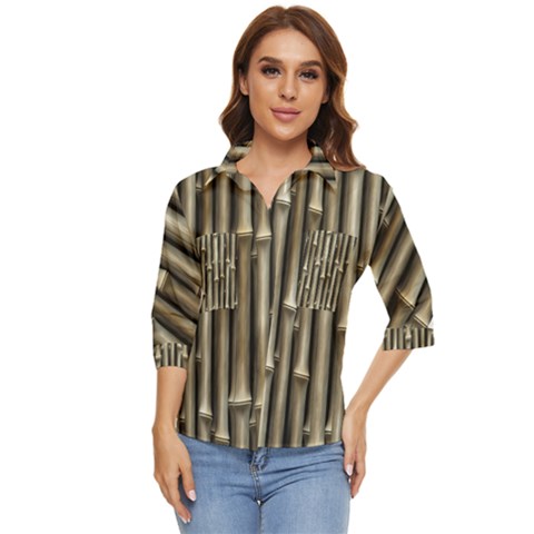 Bamboo Grass Women s Quarter Sleeve Pocket Shirt by anzea