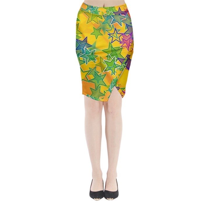 Star Homepage Abstract Midi Wrap Pencil Skirt