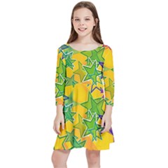 Star Homepage Abstract Kids  Quarter Sleeve Skater Dress by anzea