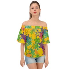 Star Homepage Abstract Off Shoulder Short Sleeve Top