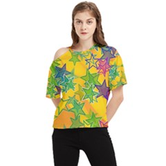 Star Homepage Abstract One Shoulder Cut Out T-shirt by anzea