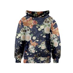 Japanese Wave Koi Illustration Pattern Kids  Pullover Hoodie