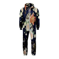 Japanese Wave Koi Illustration Pattern Hooded Jumpsuit (kids)