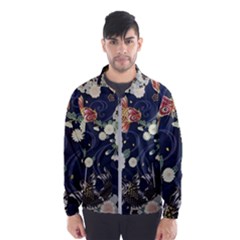 Japanese Wave Koi Illustration Pattern Men s Windbreaker