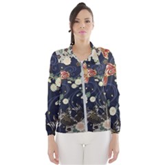 Japanese Wave Koi Illustration Pattern Women s Windbreaker