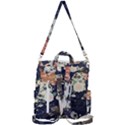 Japanese Wave Koi Illustration Pattern Crossbody Backpack View3