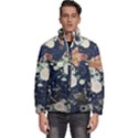 Japanese Wave Koi Illustration Pattern Men s Puffer Bubble Jacket Coat View1