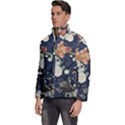 Japanese Wave Koi Illustration Pattern Men s Puffer Bubble Jacket Coat View2