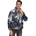 Japanese Wave Koi Illustration Pattern Men s Puffer Bubble Jacket Coat View3