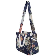 Japanese Wave Koi Illustration Pattern Rope Handles Shoulder Strap Bag by Ndabl3x