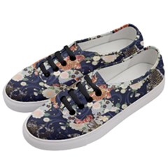 Japanese Wave Koi Illustration Pattern Women s Classic Low Top Sneakers