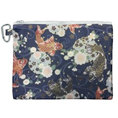 Japanese Wave Koi Illustration Pattern Canvas Cosmetic Bag (xxl) by Ndabl3x