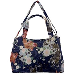 Japanese Wave Koi Illustration Pattern Double Compartment Shoulder Bag