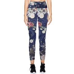 Japanese Wave Koi Illustration Pattern Pocket Leggings  by Ndabl3x