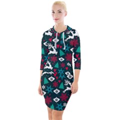 Holiday Season Pattern December Happy Holidays Merry Christmas Winter Family Festive New Year Quarter Sleeve Hood Bodycon Dress by Maspions