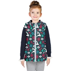 Holiday Season Pattern December Happy Holidays Merry Christmas Winter Family Festive New Year Kids  Hooded Puffer Vest