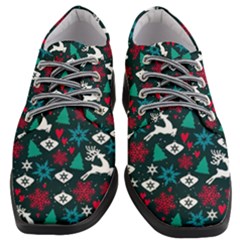 Holiday Season Pattern December Happy Holidays Merry Christmas Winter Family Festive New Year Women Heeled Oxford Shoes